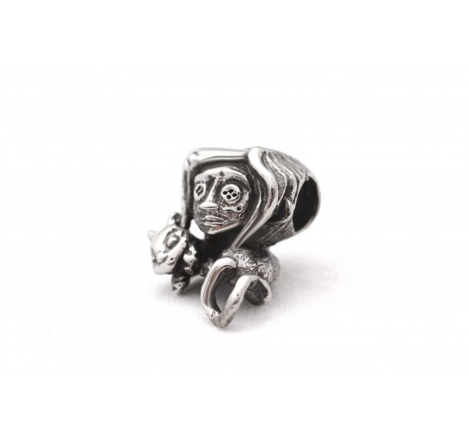 Girl with Button Eyes| Silver Charm| Halloween Collection