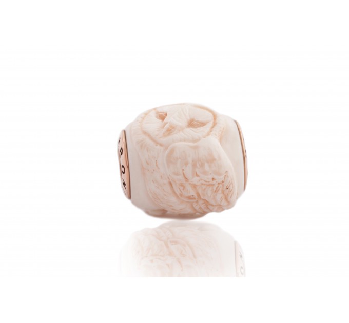 Owl in Flowers | Elforyn Hand Carved Charm | Chronicles Jewelry