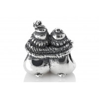 Hugging Penguins | Sterling Silver Charm| Christmas Charm