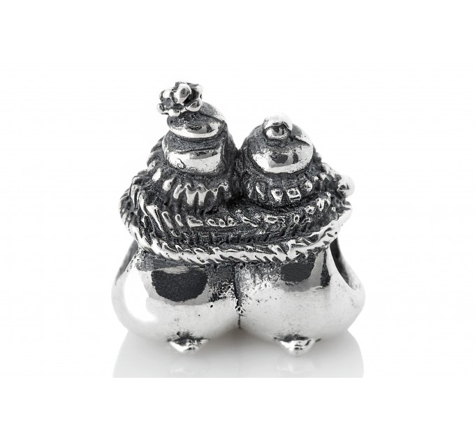 Hugging Penguins | Sterling Silver Charm| Christmas Charm